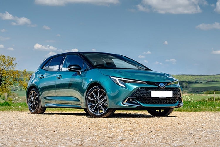 blue toyota corolla in a scenic view